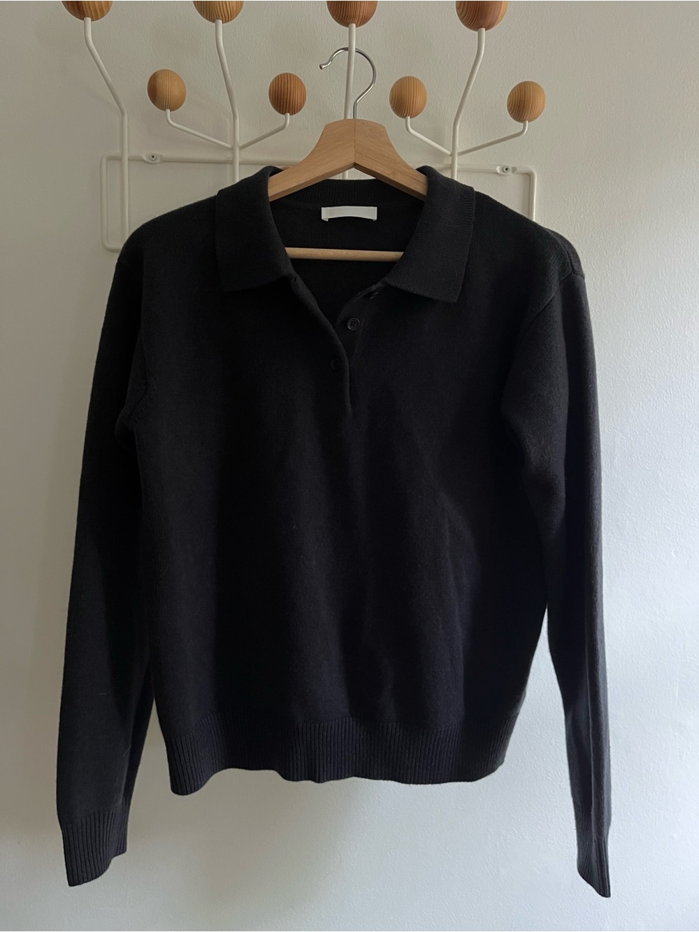 Fine Wool Polo Sweater - Charcoal Grey